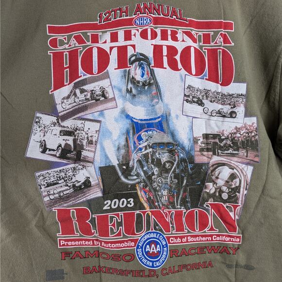 Vintage 2003 Mens Drag Racing L T-Shirt 12th NHRA Hot Rods AAA Auto Club Reunion - Picture 4 of 6